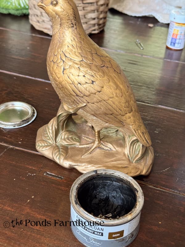 add dark wax to antique the pheasant