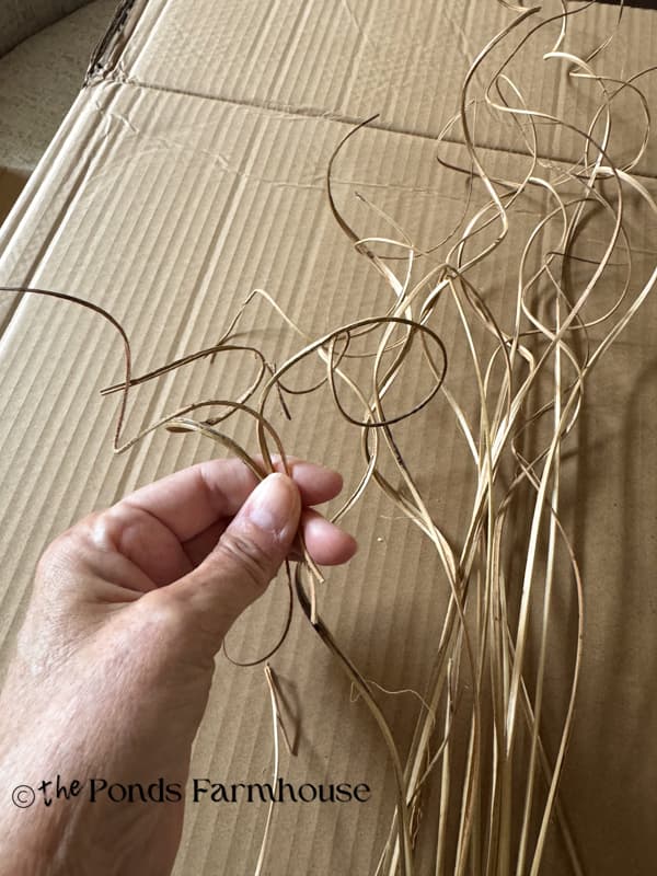use natural curly twig branches to use on pumpkin wreath