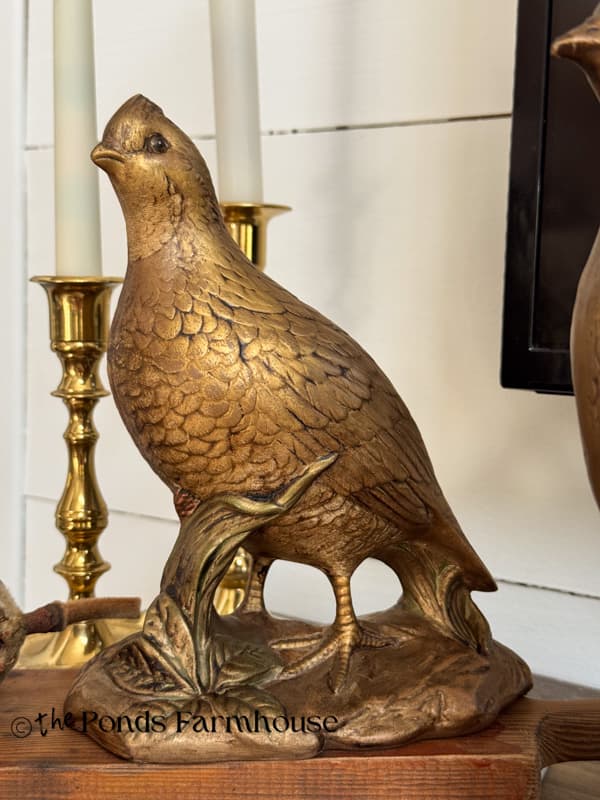 transformed thrifted pheasant figurine with antiqued finish