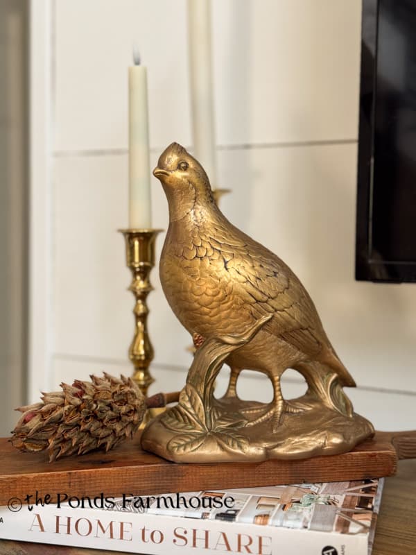 updated thrift Store pheasant with gold leaf rub N Buff