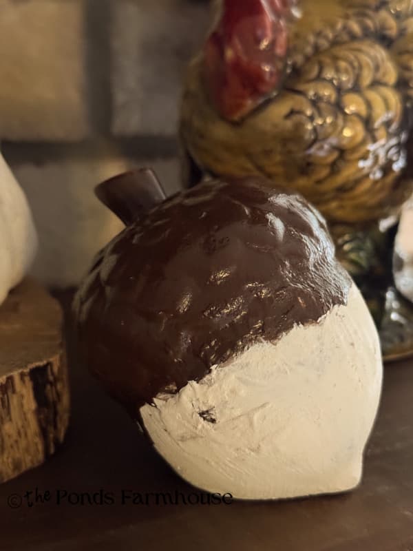 Acorn with chocolate brown dipped glaze