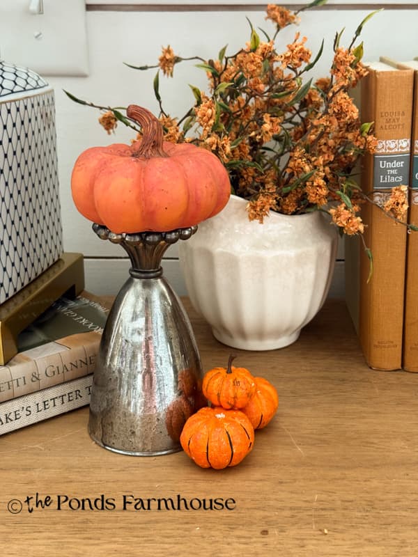 DIY Mercury glass upcycle with pumpkins