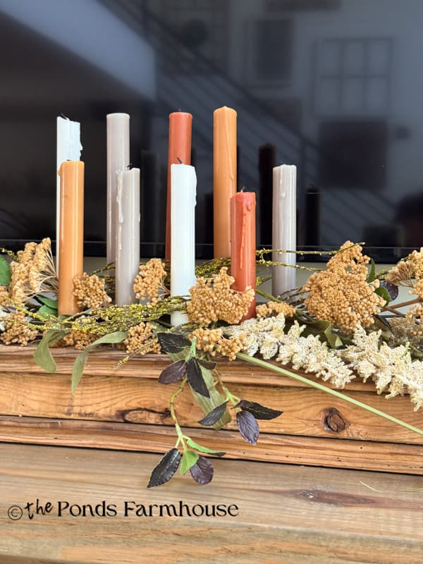 DIY Wooden Candleholder with layerds of dried & faux stems
