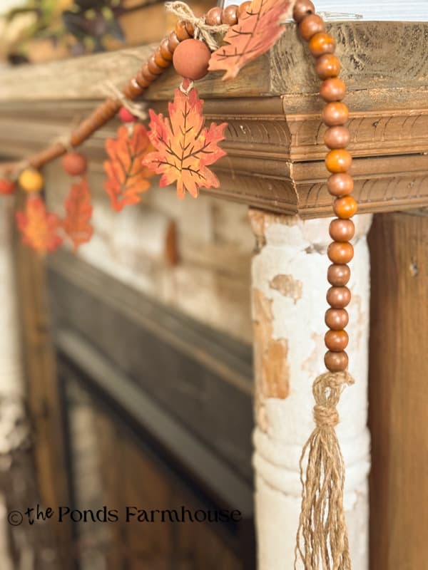 DIY Wooden Leaf Garland with beads and jute tassels