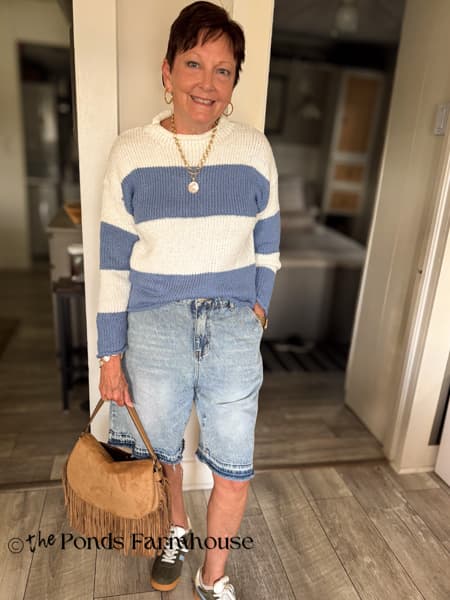 Rachel in casual beach fashions