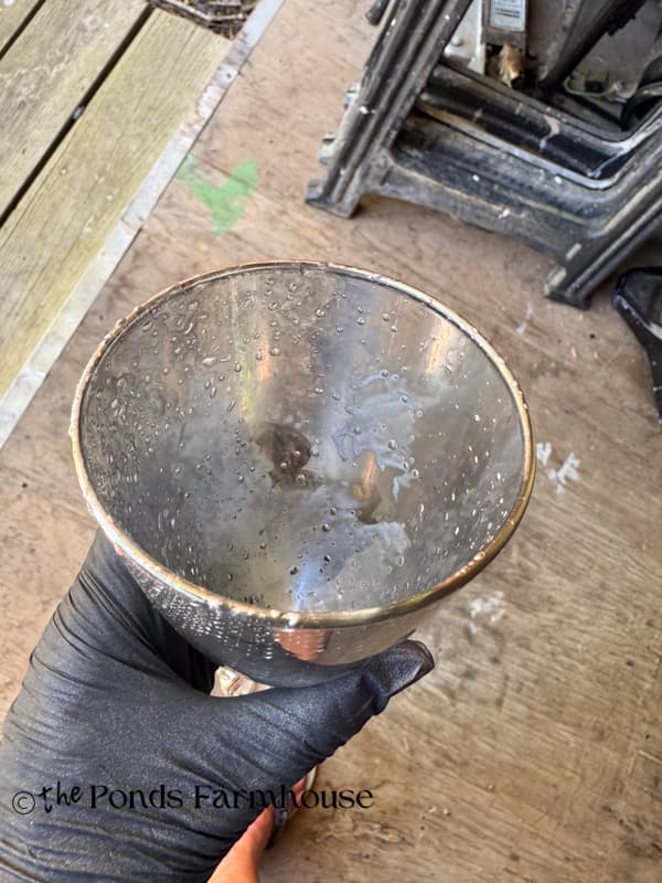 Spray Inside of glass with Metallic looking glass spray paint.