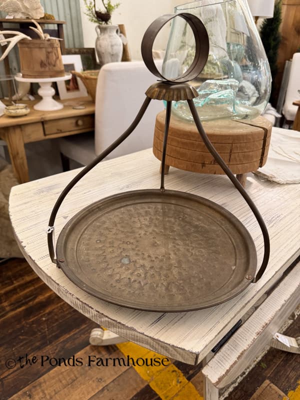 Vintage turkish brass tea tray in antique mall