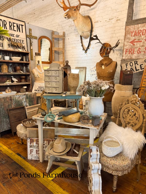 beautifully curated antique mall booth