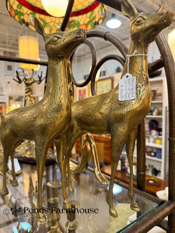 brass reindeer in antique mall