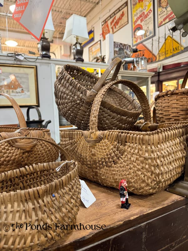 handmade baskets at antique mall