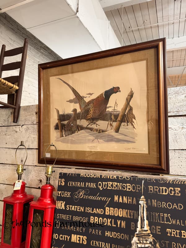 phesant print in antique mall