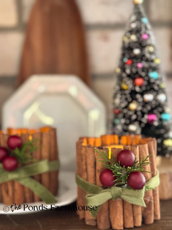 DIY Cinnamon Stick Candle Holders made from upcycled tin cans