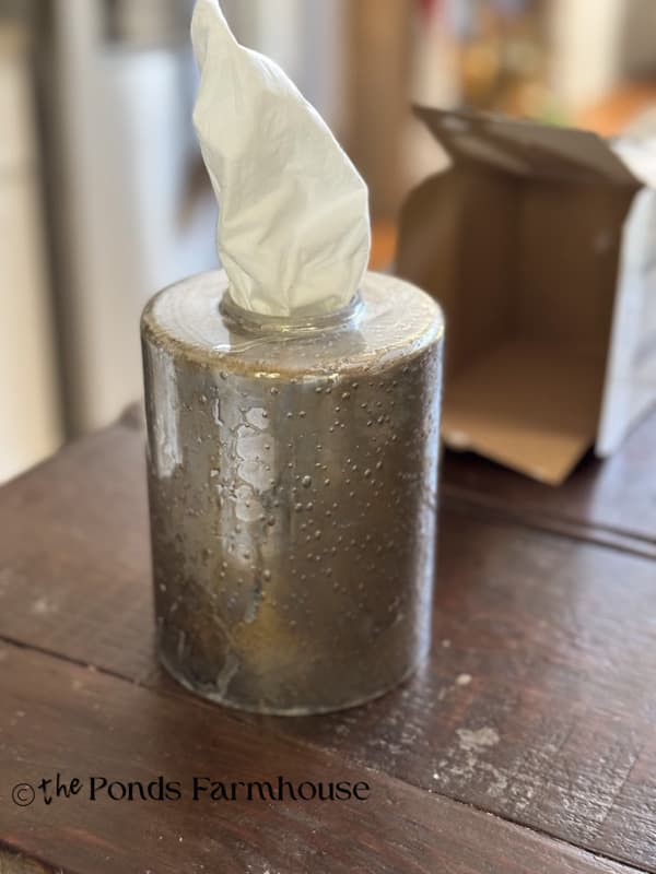 DIY Mercury glass lampshade with tissues