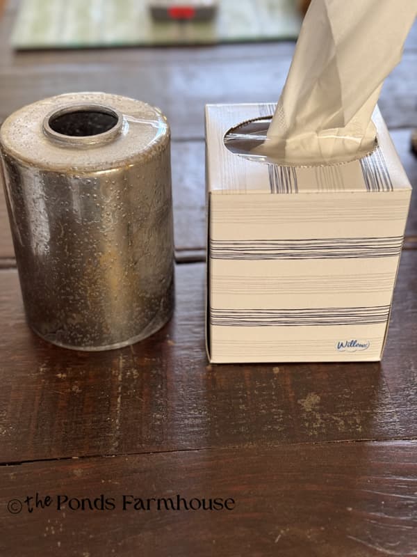DIY Mercury Glass Lampshade With Tissue Box