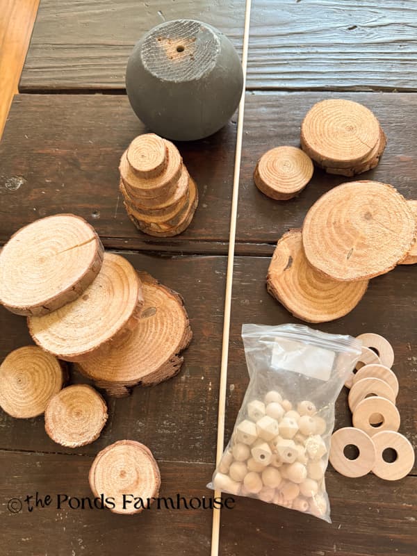 Supplies for DIY Rustic Wood Slice Christmas Tree