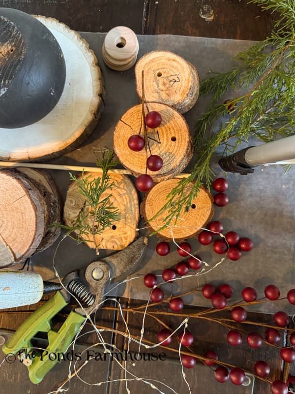 DIY Wood slice Christmas tree supplies