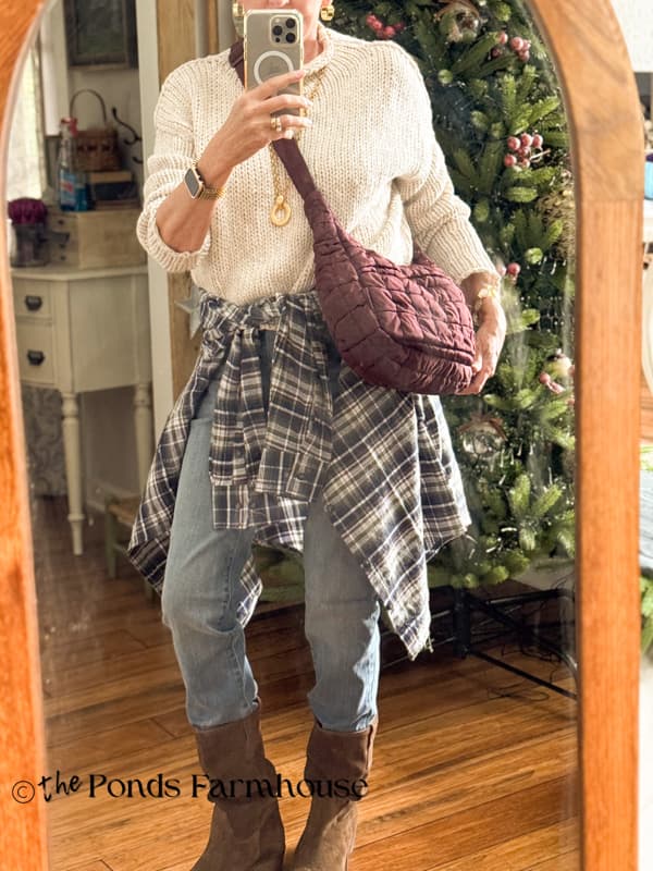 Casual jeans with plaid shirt